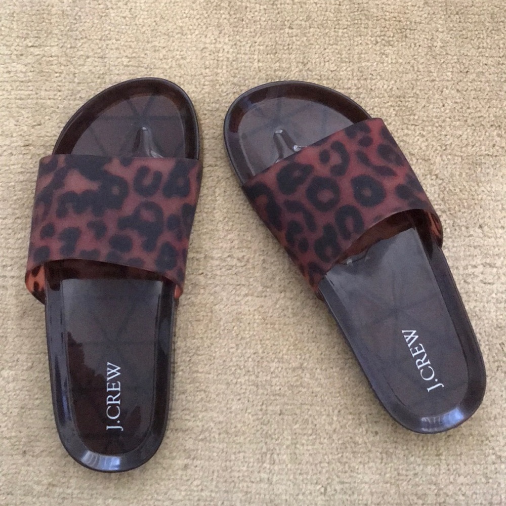 J.Crew NWOT Slide Sandals, Leopard/Tortoise 7